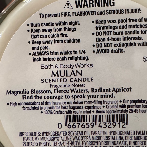 Princess Mulan Candle Bath and Body Works - Picture 3 of 3